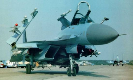 Su-33 carrying a variety of air-to-air weapons 