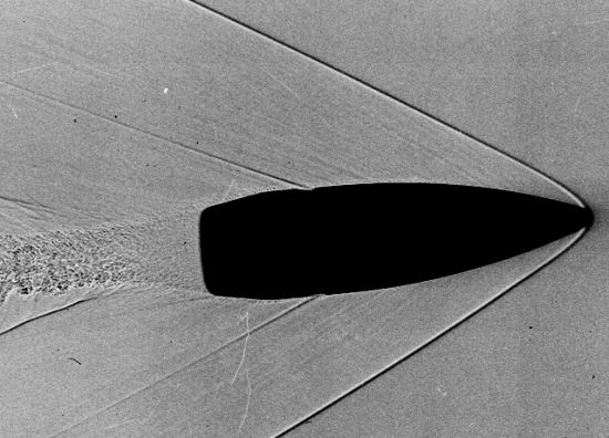 Shadowgraph of a supersonic bullet