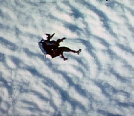Famous photo of Joseph Kittinger during his record skydive