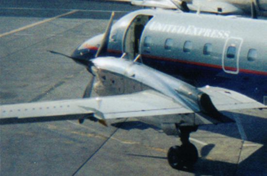 Vortex generators on the wing of an EMBRAER EMB-110