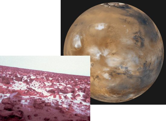 Water in the forms of an ice cap, clouds, and frost on Mars today
