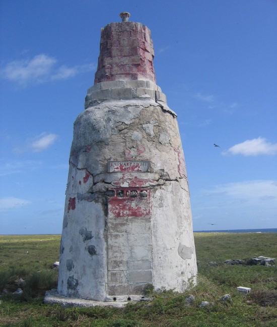 Though she never reached Howland, a crumbling memorial day beacon called Earhart Light still stands on the deserted island