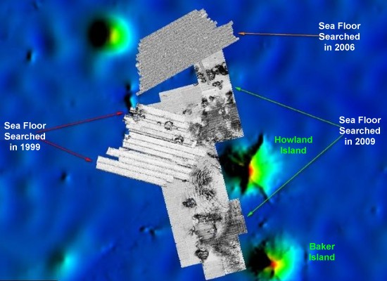 Area of the sea floor around Howland Island searched for Amelia Earhart's plane