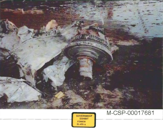 Piece of engine debris photographed at the Pentagon