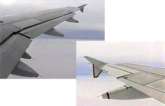 Static discharge wicks along the wing of an Airbus A320