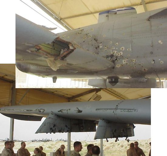 A-10 damaged by small arms fire during Operation Iraqi Freedom
