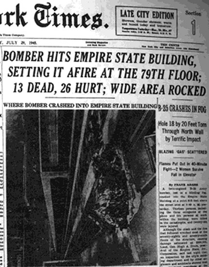 News of the disaster on the front page of the New York Times