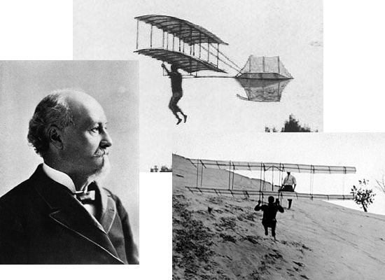 Octave Chanute and views of the Chanute-Herring Glider