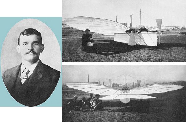 Gustave Whitehead and two views of the No. 21