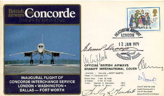Postcard commemorating Concorde service with Braniff