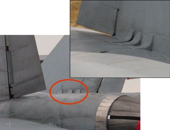 Structural brackets added to the F-18 vertical tail