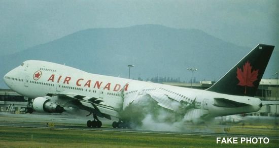 Aft fuselage of an Air Canada 747 disintegrating