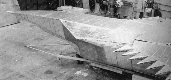 Inverted radar test model of the Kingfish being assembled