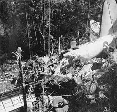 Wreckage of Canadian Pacific Flight 108 following the Guay bombing