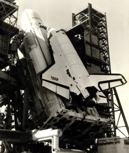 Buran being prepared for its first and only orbital flight