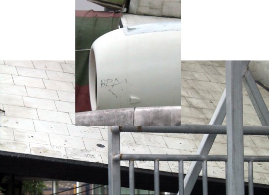 Graffiti on the Analog Buran wing and engine nacelle