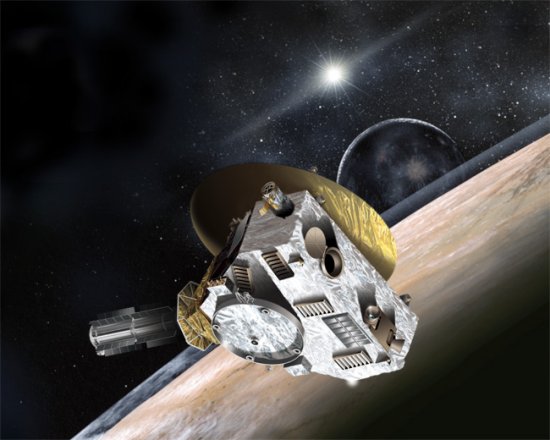 Artist concept of New Horizons during its study of Pluto