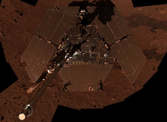 Spirit near its one year anniversary with thick dust on its solar panels