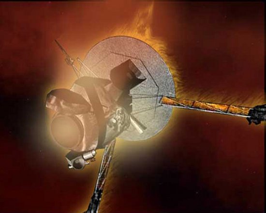 Artist concept of Galileo burning up in Jupiter's atmosphere
