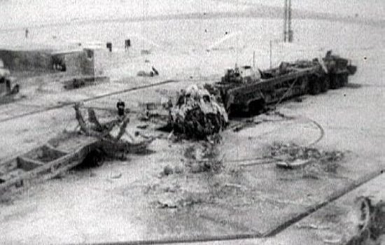 Remains of the R-16 rocket after the fire