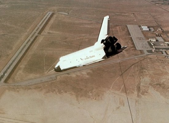 Enterprise during its first free flight without the tailcone