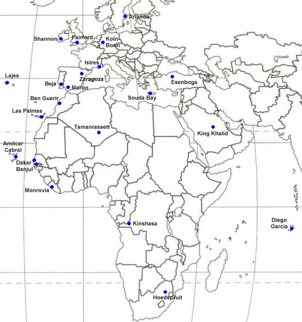 Space Shuttle Orbiter landing sites in Europe and Africa