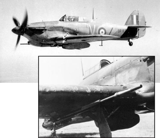Hurricane Mk IID with a 40-mm Vickers S cannon under each wing