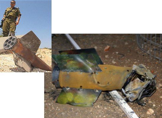 Wreckage of Qassam rockets in Israel