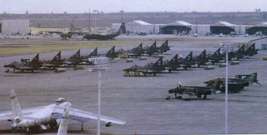 Rows of F-102 fighters stationed at Tan Son Nhut in Vietnam in 1969