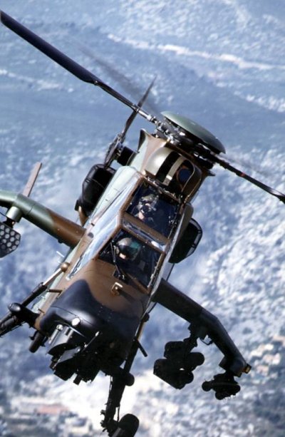 Closeup of the Eurocopter Tiger in flight
