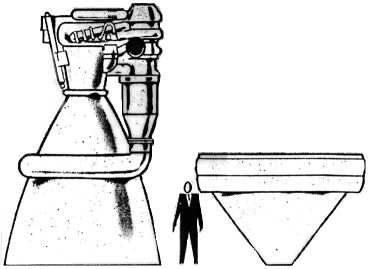 Size comparison of a bell and a plug nozzle