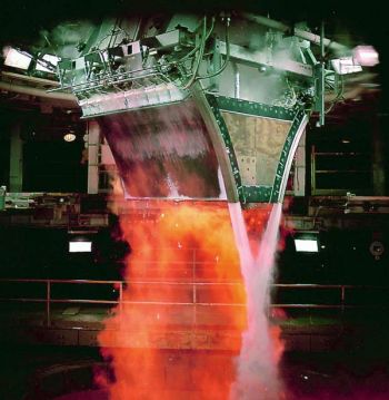Aerospike engine being test fired