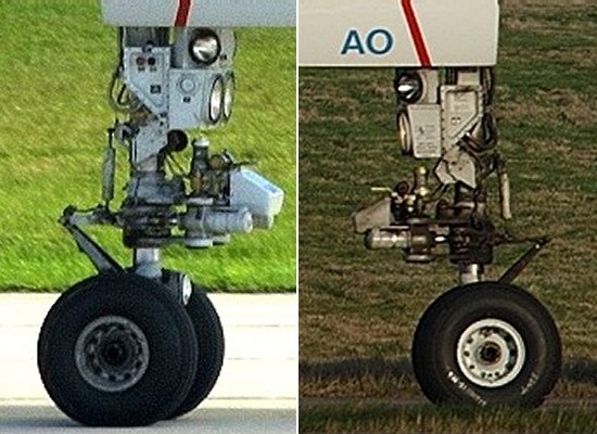 Landing gear wheels of a Boeing 757
