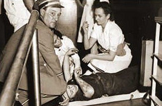 Victim of the fire receiving treatment