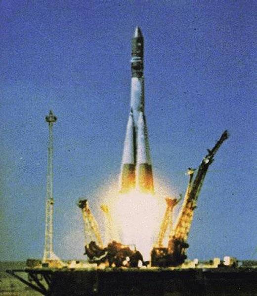 Launch of Vostok 1 carrying Yuri Gagarin